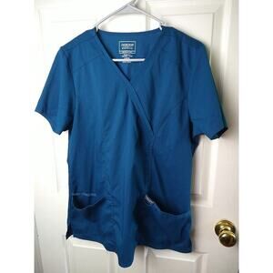 $ Cherokee Revolution Worker Dark Aqua Pockets Scrub Top. Size M